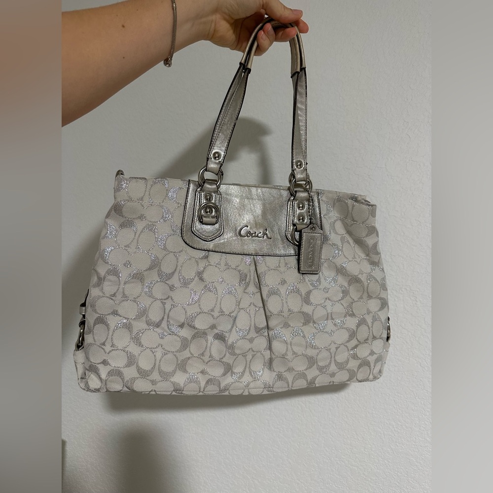 Coach Metallic Silver and Gray Shoulder Bag